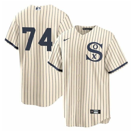 Men's Chicago White Sox #74 Eloy Jimenez 2021 Cream/Navy Field of Dreams Cool Base Stitched Jersey Men's Chicago White Sox #74 Eloy Jimenez 2021 Cream/Navy Field of Dreams Cool Base Stitched Jersey